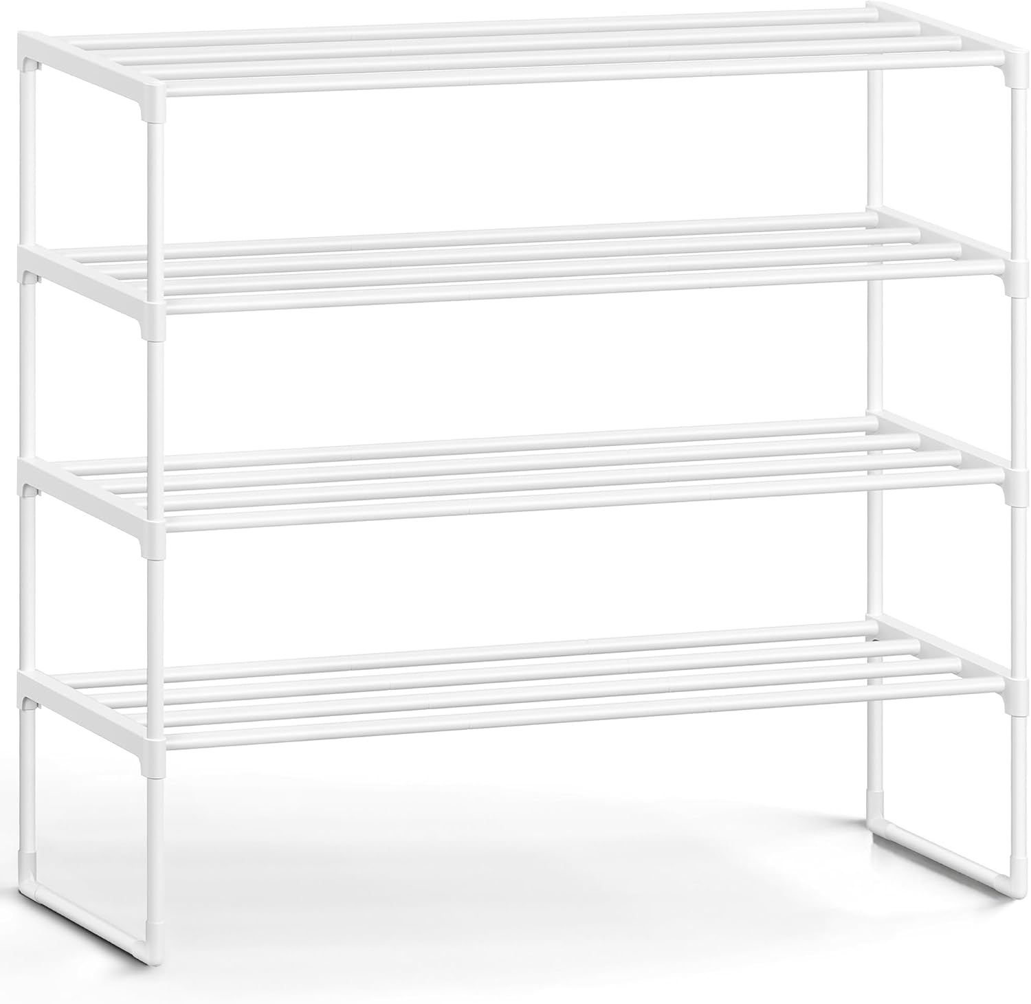 SONGMICS Shoe Rack, 3-Tier Shoe Organizer, Metal Storage Shelf, Upright or Upside Down, for 16-20 Pairs, Stackable, for Entryway, 11.8 x 36.2 x 21.7 Inches, Black ULSA303B02