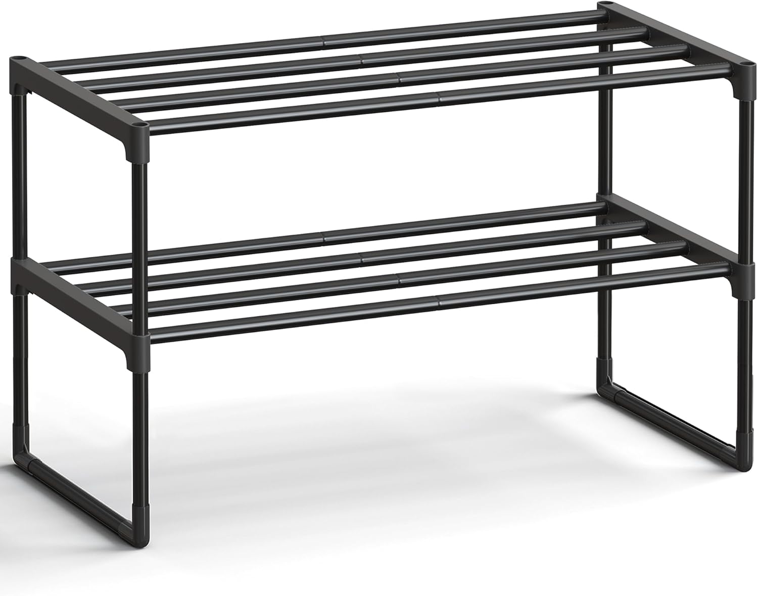 SONGMICS Shoe Rack, 3-Tier Shoe Organizer, Metal Storage Shelf, Upright or Upside Down, for 16-20 Pairs, Stackable, for Entryway, 11.8 x 36.2 x 21.7 Inches, Black ULSA303B02